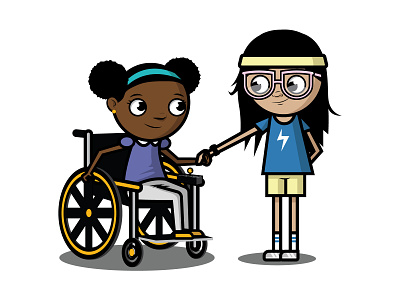 Ellie & Kelly book characters character design characters children childrens book childrensbook cute girlfriends girls handicap kids tomboy vectorart wheelchair