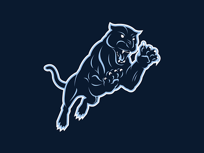 Panther black panther cat claws cougar fangs fierce light blue mascot mascot design navy blue panther predator school school logo vicious wildcat