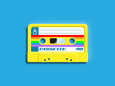 Cassette Tape 80s 90s boombox cassette cassette tape mixtape music rainbow retro tape tape player throwback vector vectorart yellow