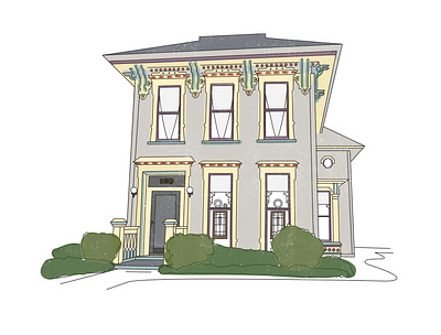 920 roberts lane childhood home house illustration illustrator linework minimal sketch vector