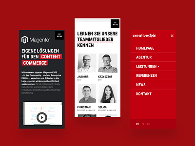 creativestyle - website agency design e commerce ecommerce hamburger interaction magento magento agency menu ui
