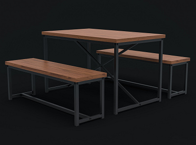 Bench Style Dining Table 3d 3d art 3d model 3d modeling 3d rendering design furniture furniture design interior keyshot maya product product design product visualization table table design