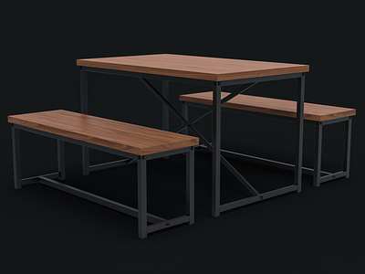 Bench Style Dining Table 3d 3d art 3d model 3d modeling 3d rendering design furniture furniture design interior keyshot maya product product design product visualization table table design