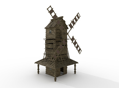 Windmill Game Asset 3d 3d art 3d model 3d modeling design keyshot maya mill visualization wind windmill wood