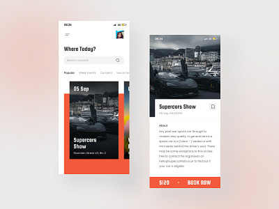 Event App app appdesign carevent carsapp concerts design event eventapp eventdesign interfacedesign iosapp lighttheme showapp ticketapp ui uidesign uiux uiuxdesign