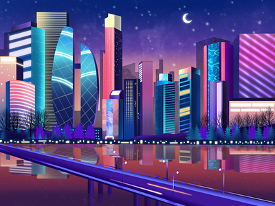 City Nightscape Illustration blender citscape city illustration illustrator night nightcity nightscape