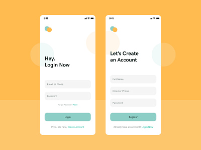 Login & Register Screen | UI Design