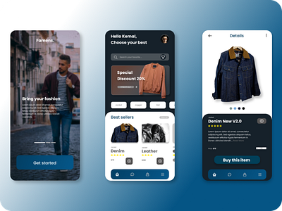 Mens Fashion UI app branding design ui ux