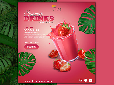 Summer Drinks branding design fruit juice fruit juice post fruit post graphic design juice juicepost logo photoshop post strawberry strawberry juice strawberry juice post typography ui ux vector