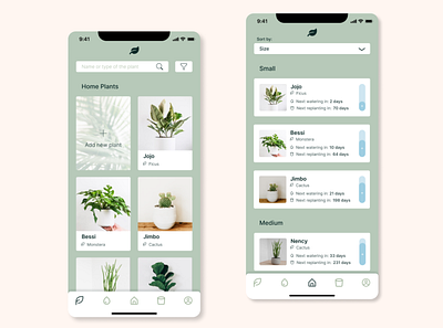 Mobile app for tracking plants at home, office, etc (Figma, iOS) app design figma ios mobile ui ux