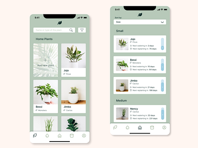 Mobile app for tracking plants at home, office, etc (Figma, iOS)