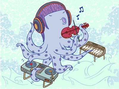 Musician Octopus cartoon illustration music musician octopus vector