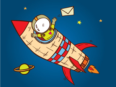 Rocket Mail cartoon delivery illustration mail rocket