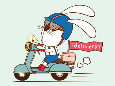 Delivery Rabbit cartoon delivery illustrate motorcycle post rabbit