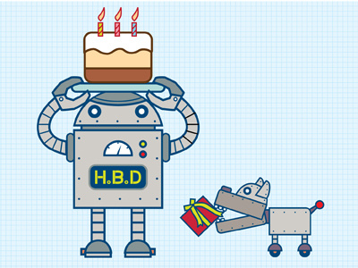 Robot Happy Birthday cartoon happy birthday kid robot toy vector