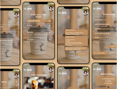 BrewBrunch Cafe - App Design app design design figma figma design figma designer mobile design mockups ui uiux ux