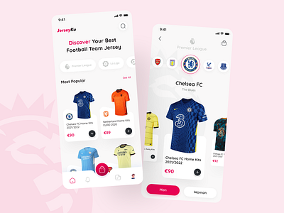 JerseyKu - Football Jersey Store App app design football graphic design jersey kits mobile mobileapps soccer ui user interface ux