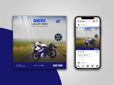 Motor Cycle Social Media Post Design advertising bike social media post design branding graphic design