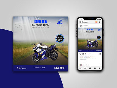 Motor Cycle Social Media Post Design