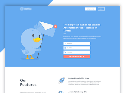 Landing page concept for a client landing page marketing twitter