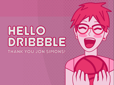 Grace Says Hello dribbble hello illustration thanks