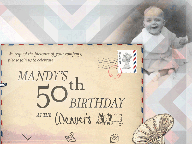 Amanda's 50th Invite graphic design photography print design texture