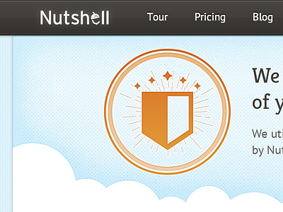 Nutshell web design badge branding dots emblem graphic design logo design orange peach texture ui design web design