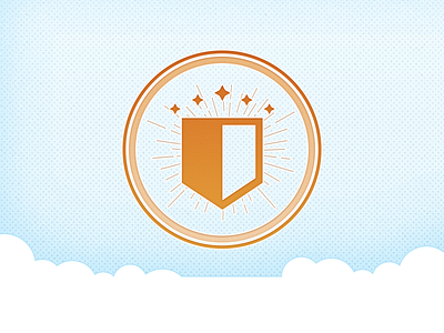 Nutshell web design badge branding cloud emblem graphic design logo design orange peach shield texture ui design web design