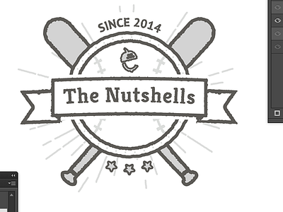 Nutshell brand design badge baseball branding emblem logo design monochrome sketch softball texture typography