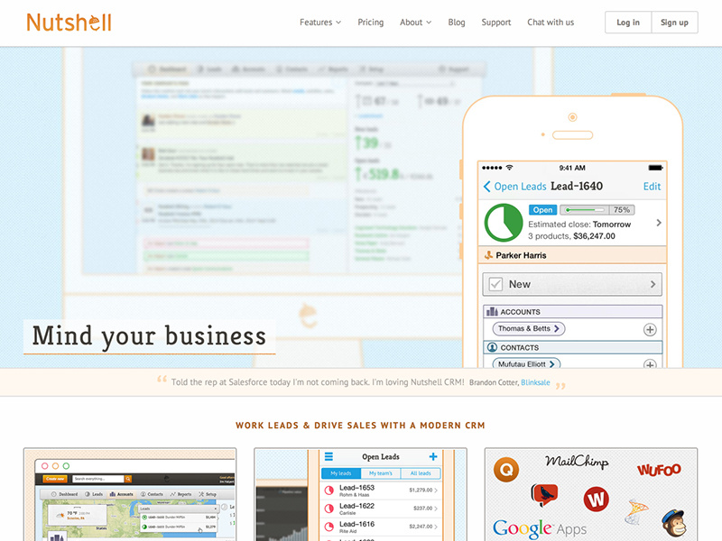 Nutshell web design by Karsten Rowe on Dribbble