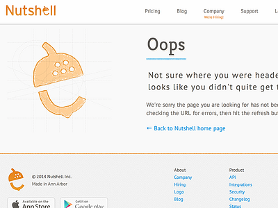Nutshell web design 404 branding graphic design logo design texture ui design web design