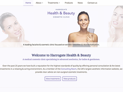 Harrogate Health & Beauty Cosmetic Clinic beauty harrogate home page web design yorkshire