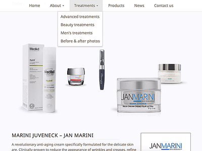 Harrogate Health & Beauty web design beauty products nav web design