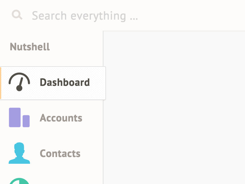 Nutshell UI design app icons nav nutshell sidebar ui