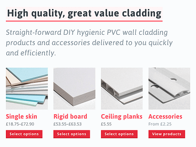 EasyClad web design cladding ecommerce products shop ui woocommerce