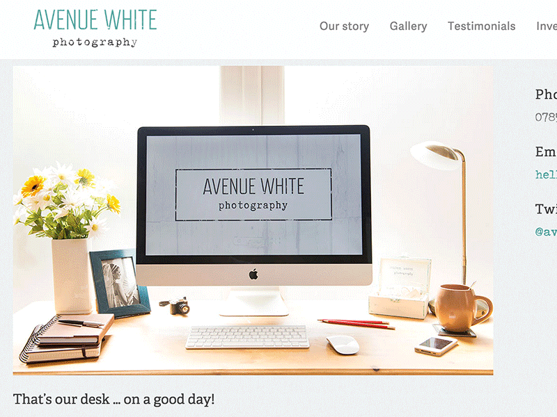 Avenue White Photography web design