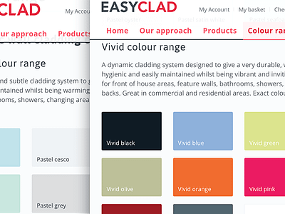 EasyClad web design cladding colour palette colour range harrogate web design