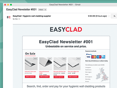Easyclad newsletter design cladding mailchimp newsletter yorkshire