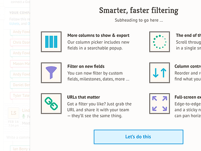 Nutshell app design icons modal nutshell two column