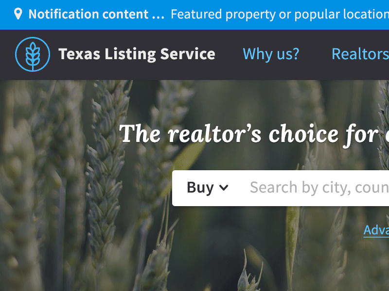 Property Listing Service home page design home page nav design property texas web design