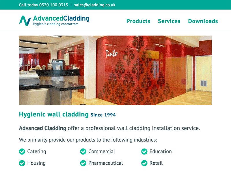 Web design cladding harrogate mobile responsive wall cladding yorkshire