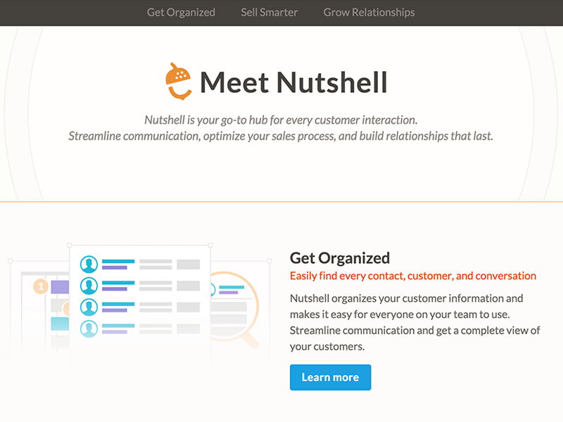 Nutshell web design by Karsten Rowe on Dribbble