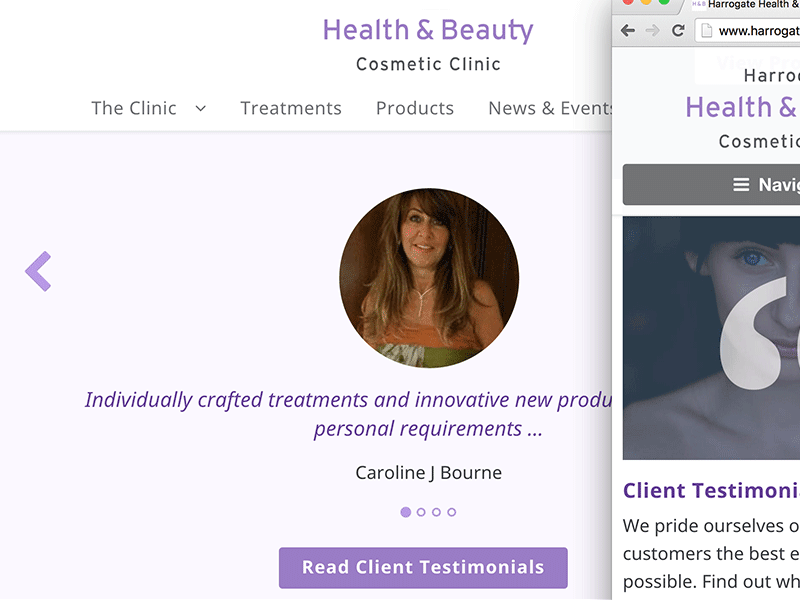 Harrogate Health & Beauty web design