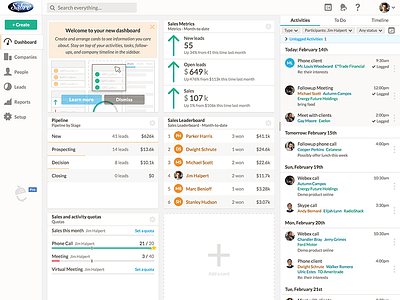 Nutshell Dashboard cards crm dashboard ui