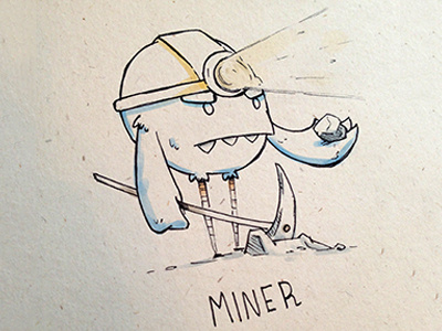 Monster Homonym: Miner 100 day project illustration miner monster pen sketch