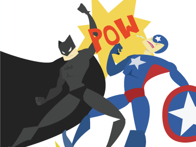 Go Batman! batman captain america comics fight illustration superheroes