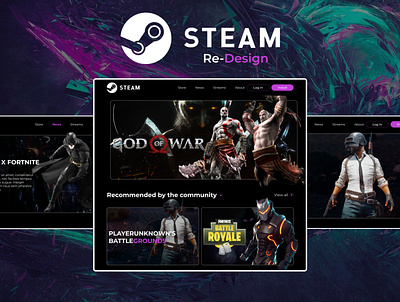 Game Store Website | Steam Re-Design. app design illustration typography ui ux website