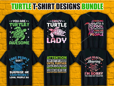 TURTLE T-SHIRT Designs Bundle branding creative design graphic design how to design a t shirt illustration merch by amazon vector