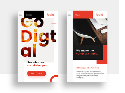 Bold. Agency website concept design interface mobile modern ui ux