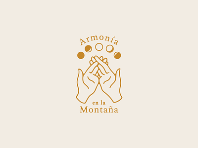 Armonía En La Montana agriculture branding farm gold hands illustration logo moon puerto rico